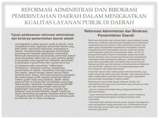 Reformasi administrasi dan birokrasi pemerintahan daerah | PPTX