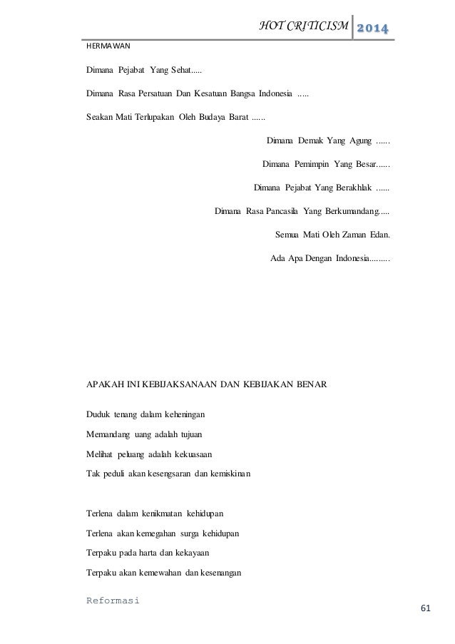 Puisi Tentang Persatuan Dan Kesatuan Bangsa Kt Puisi