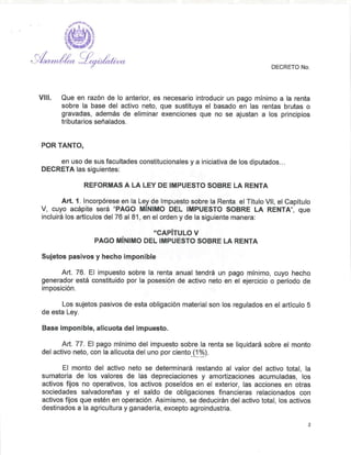Reformas a la Ley de Impuesto sobre la Renta