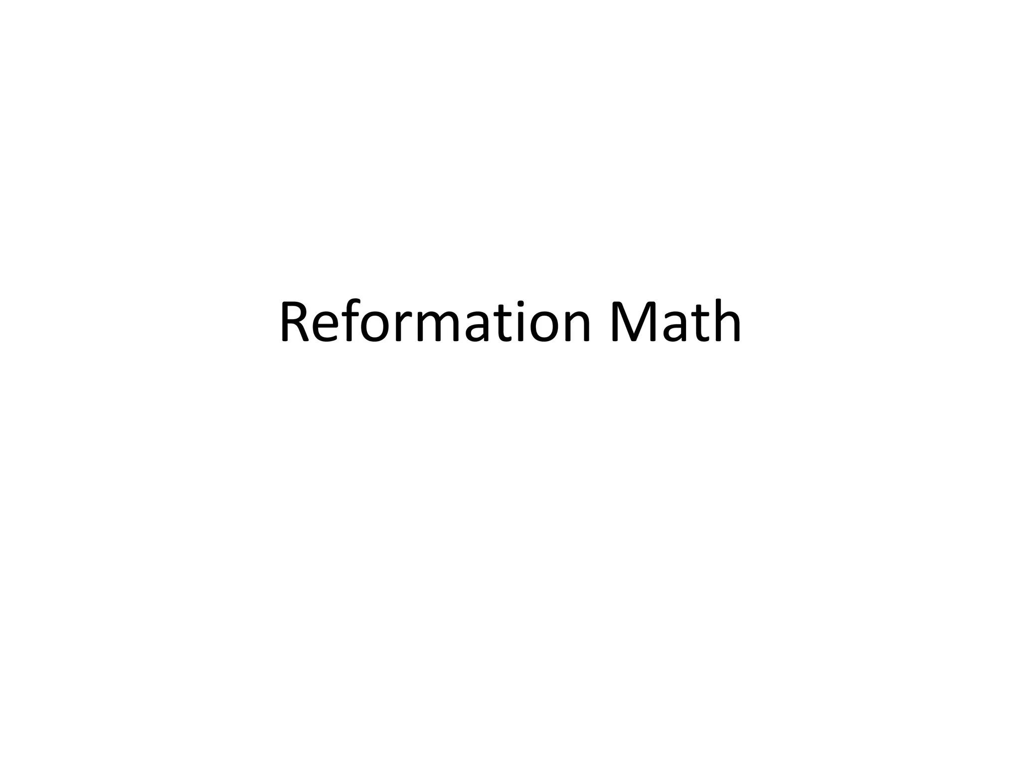 Reformation math ppt
