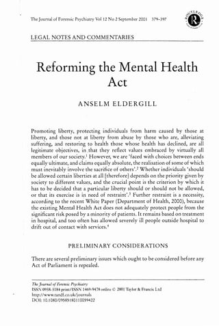Reforming the mental health act