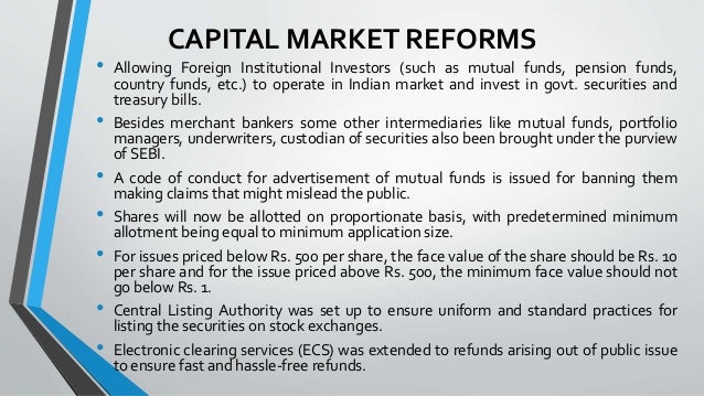 capital market reforms sebi