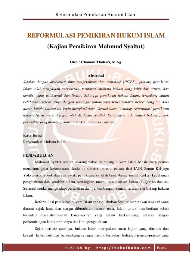 Makalah Reformulasi Pemikiran Hukum Islam