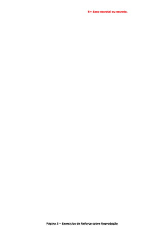 6= Saco escrotal ou escroto.




Página 5 – Exercícios de Reforço sobre Reprodução
 