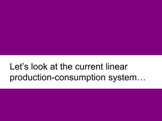 31
Let’s look at the current linear
production-consumption system…
 