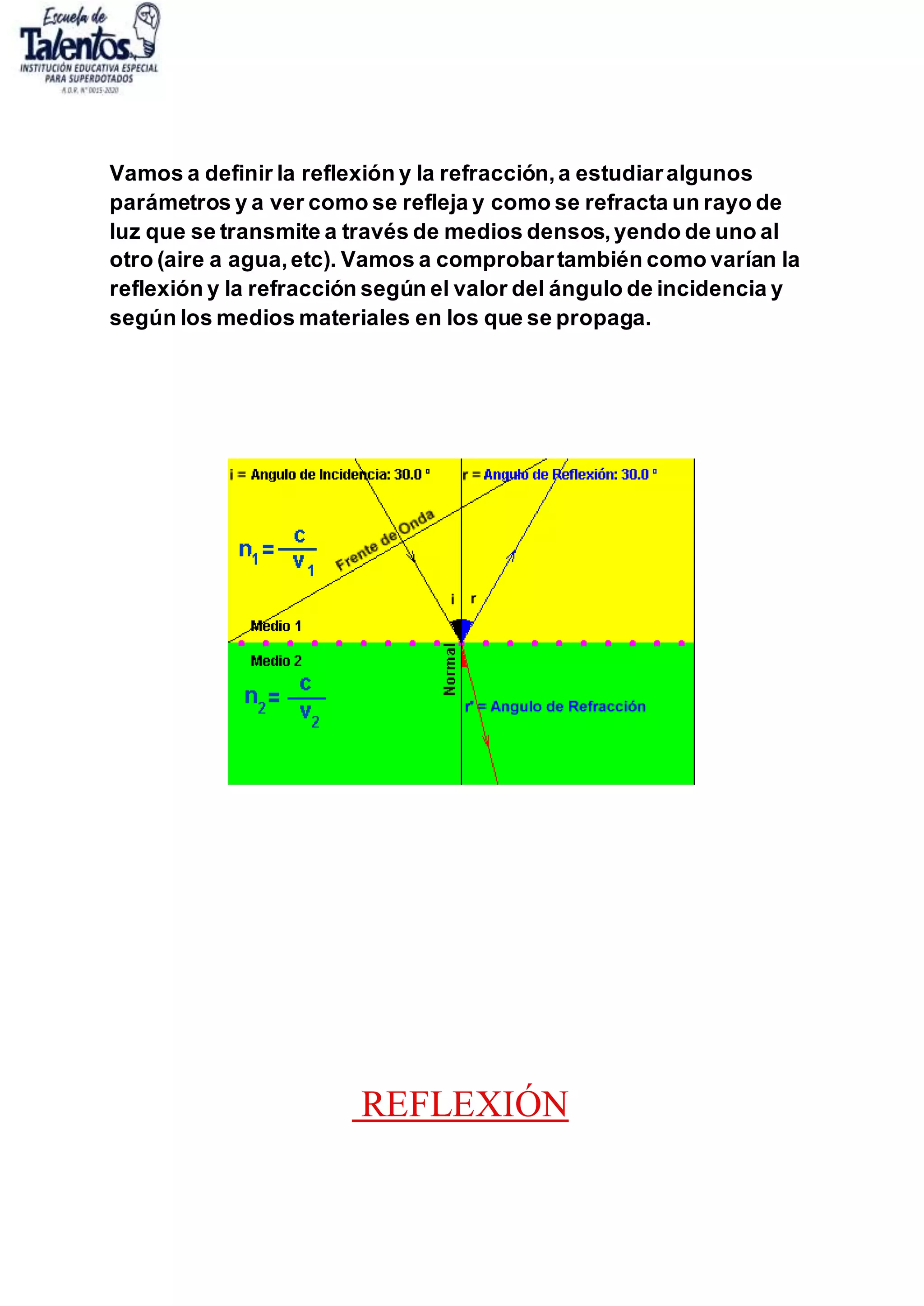 Refraccion Rasante Refraccion y reflexion | DOCX | Physics | Science