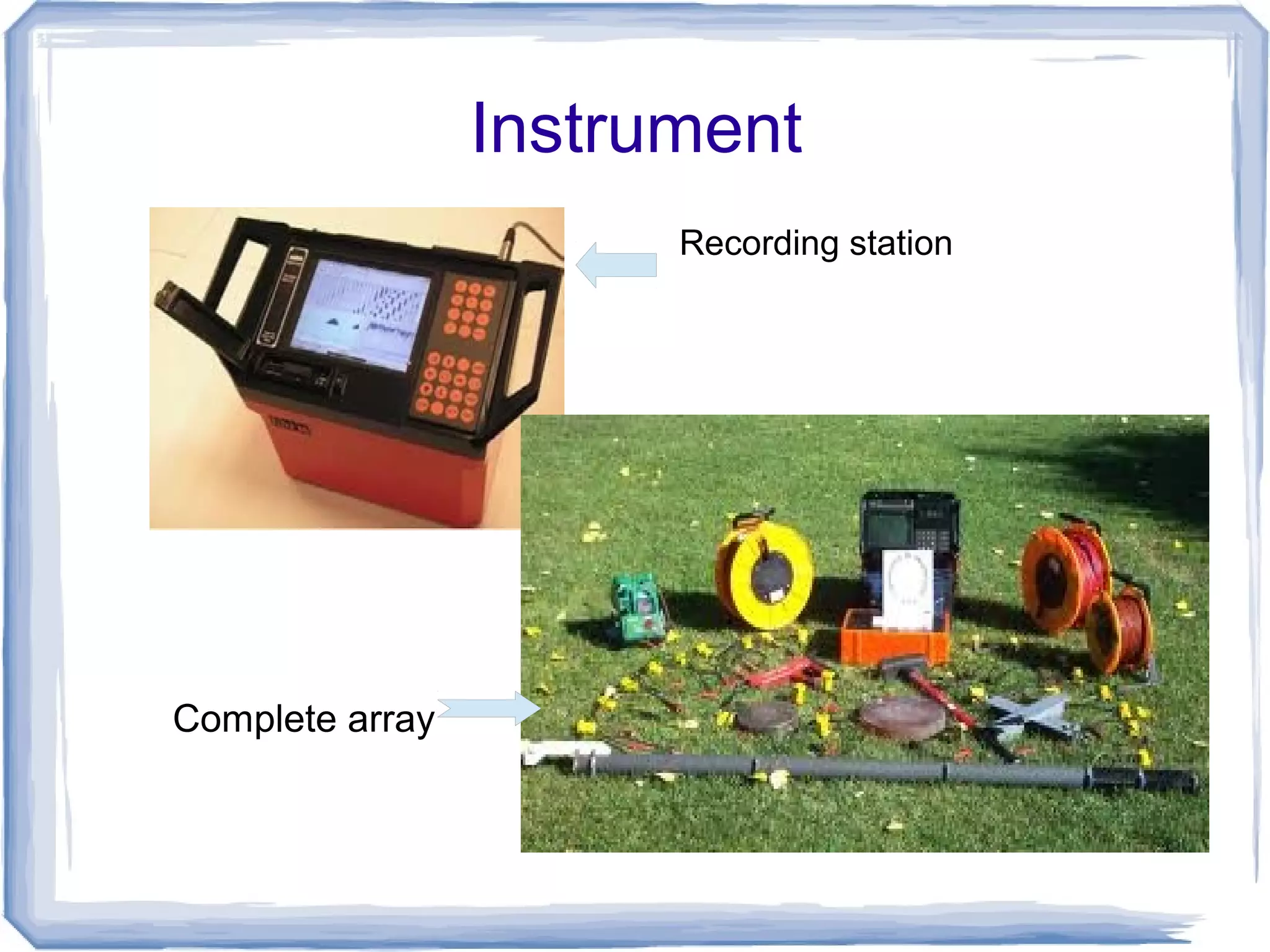 Instrument
Recording station
Complete array