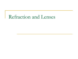 Refraction and Lenses
 