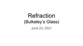 Refraction
(Bulkeley’s Glass)
June 23, 2021
 