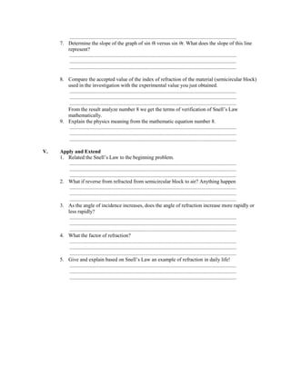 Worksheet - Refraction in difference medium | DOCX