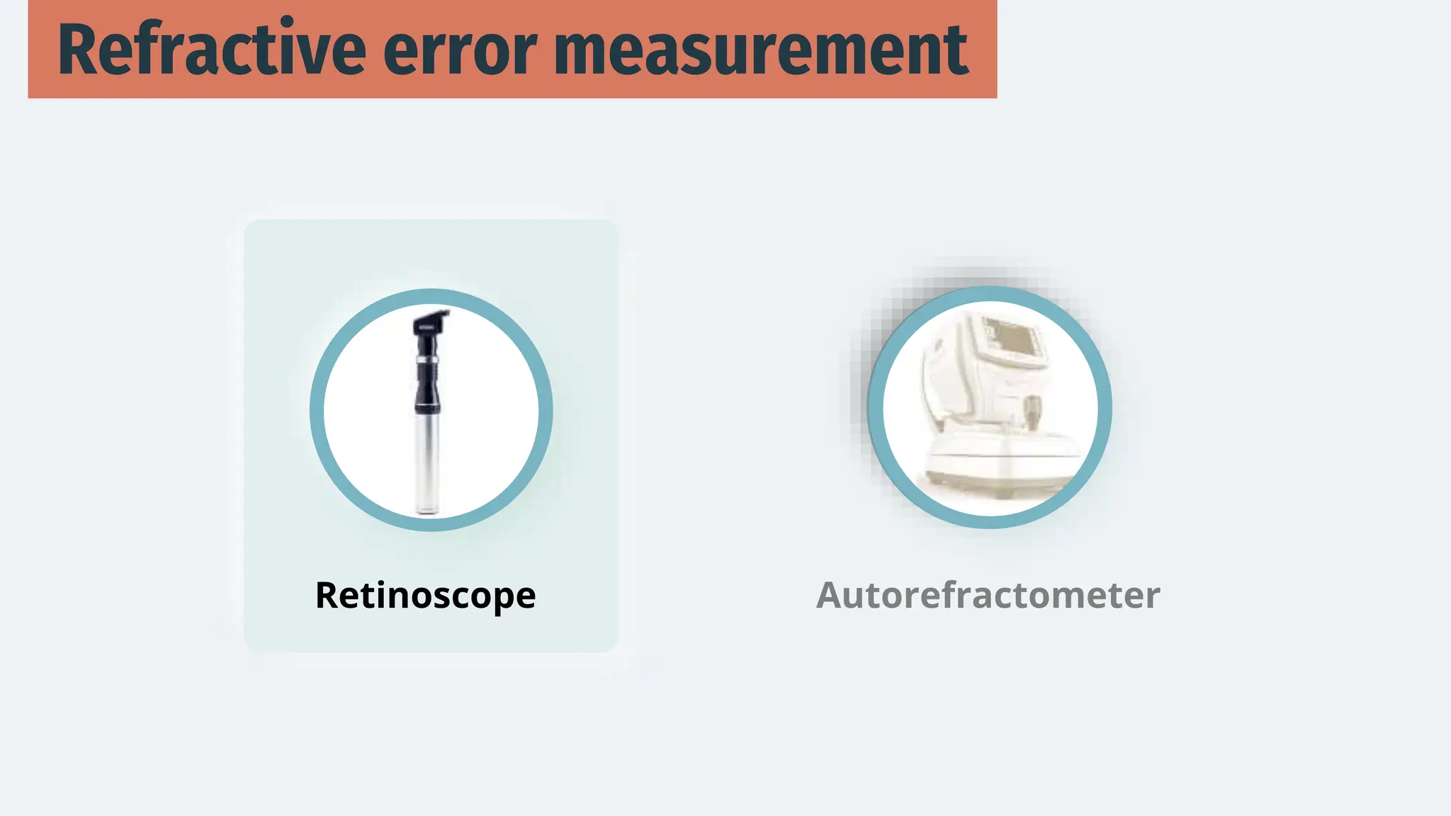 Retinoscope Autorefractometer
Refractive error measurement
 