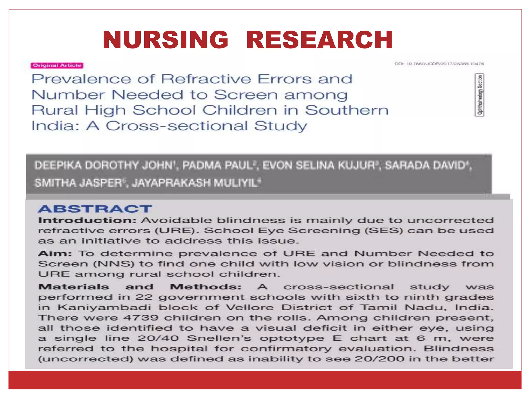 NURSING RESEARCH
 