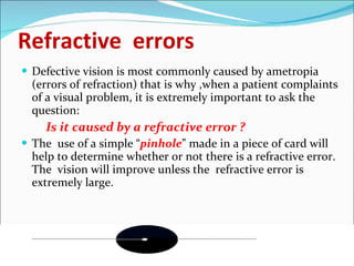 Error Refraction Ophthalmology 5th year, 4th lecture (Dr. Tara) | PPT