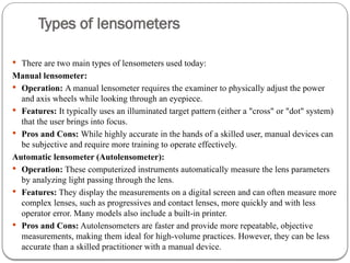Lensometer Training Refractive Instruments. Opthalmic instruments | PPTX