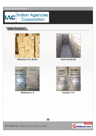 Other Products:




        Refractory Fire Bricks   Acid Proof Bricks




           Whytheat A, K          Insulyte 7,13
 