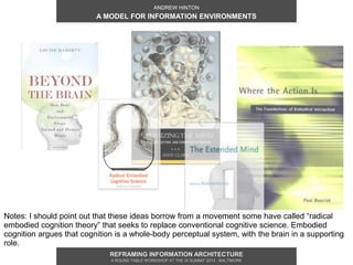 ANDREW HINTON
                          A MODEL FOR INFORMATION ENVIRONMENTS




Notes: I should point out that these idea...