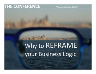 THE CONFERENCE ____________“Connecting the Dots”___________ 
Why to REFRAME 
your Business Logic 
Nijs ‐ 2014 19 
 