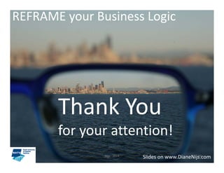 REFRAME your Business Logic 
Thank You 
for your attention! 
Nijs ‐ 2014 ݺߣs on www.DianeNijs3.4com 
