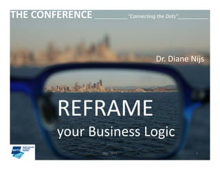 THE CONFERENCE ____________“Connecting the Dots”___________ 
Dr. Diane Nijs 
REFRAME 
your Business Logic 
Nijs ‐ 2014 1 
 