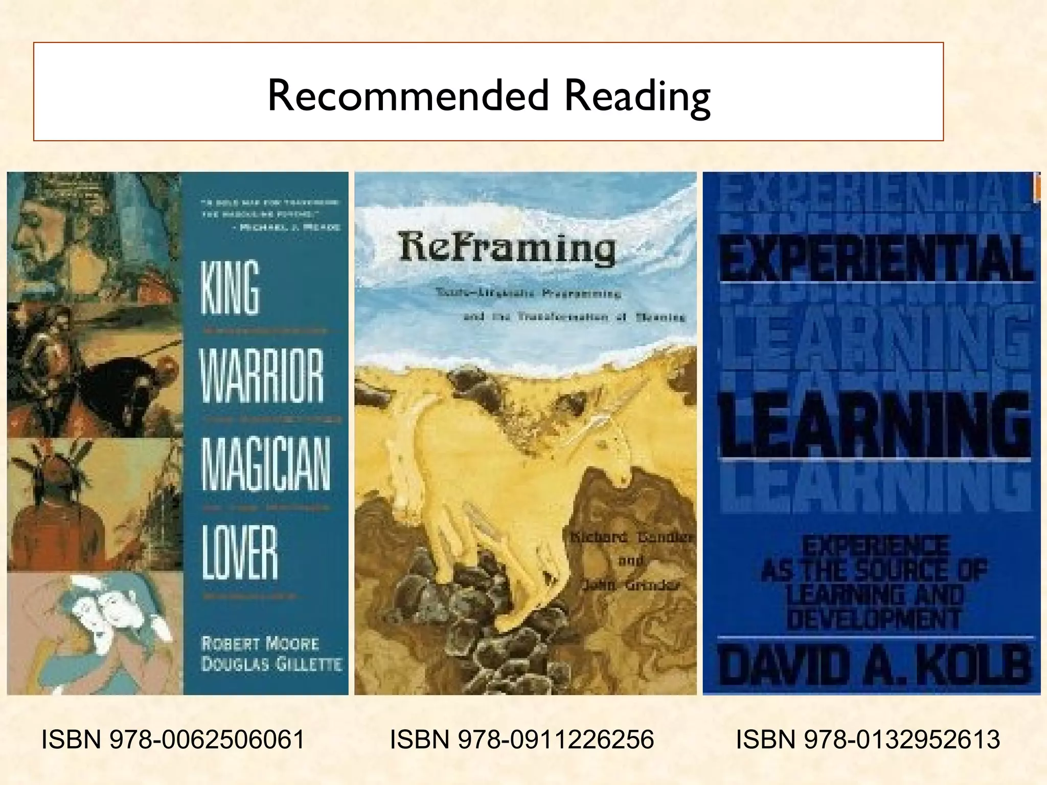 Recommended Reading ISBN  978-0062506061  ISBN  978-0911226256  ISBN  978-0132952613  