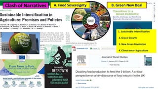 Clash of Narratives A. Food Sovereignty B. Green New Deal
1. Sustainable Intensification
2. Green Growth
3. New Green Revolution
4. Climat-smart Agriculture
 