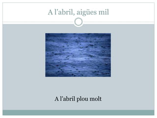 A l’abril, aigües mil
A l’abril plou molt
 