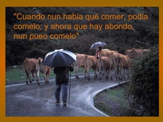 "Cuando nun había qué comer, podía comelo; y ahora que hay abondo, nun pueo comelo"  