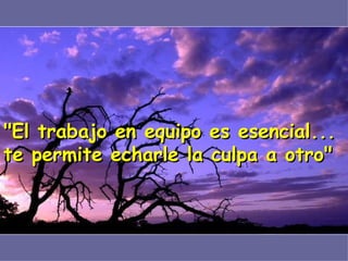 "El trabajo en equipo es esencial... te permite echarle la culpa a otro" 