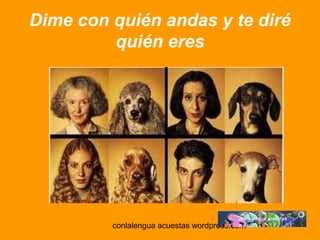Dime con quién andas y te diré 
quién eres 
conlalengua acuestas wordpress.com 
 
