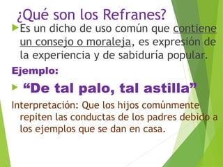 REFRANES 4° perla.ppt Para aprender en Español | PPT