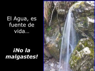 El Agua, esEl Agua, es
fuente defuente de
vida…vida…
¡No la¡No la
malgastes!malgastes!
 