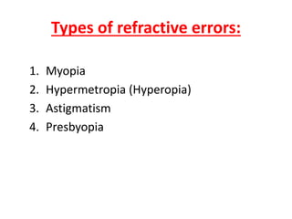 Error Refraction REFRECTIVE ERRORS.pptx refraction errors | PPTX