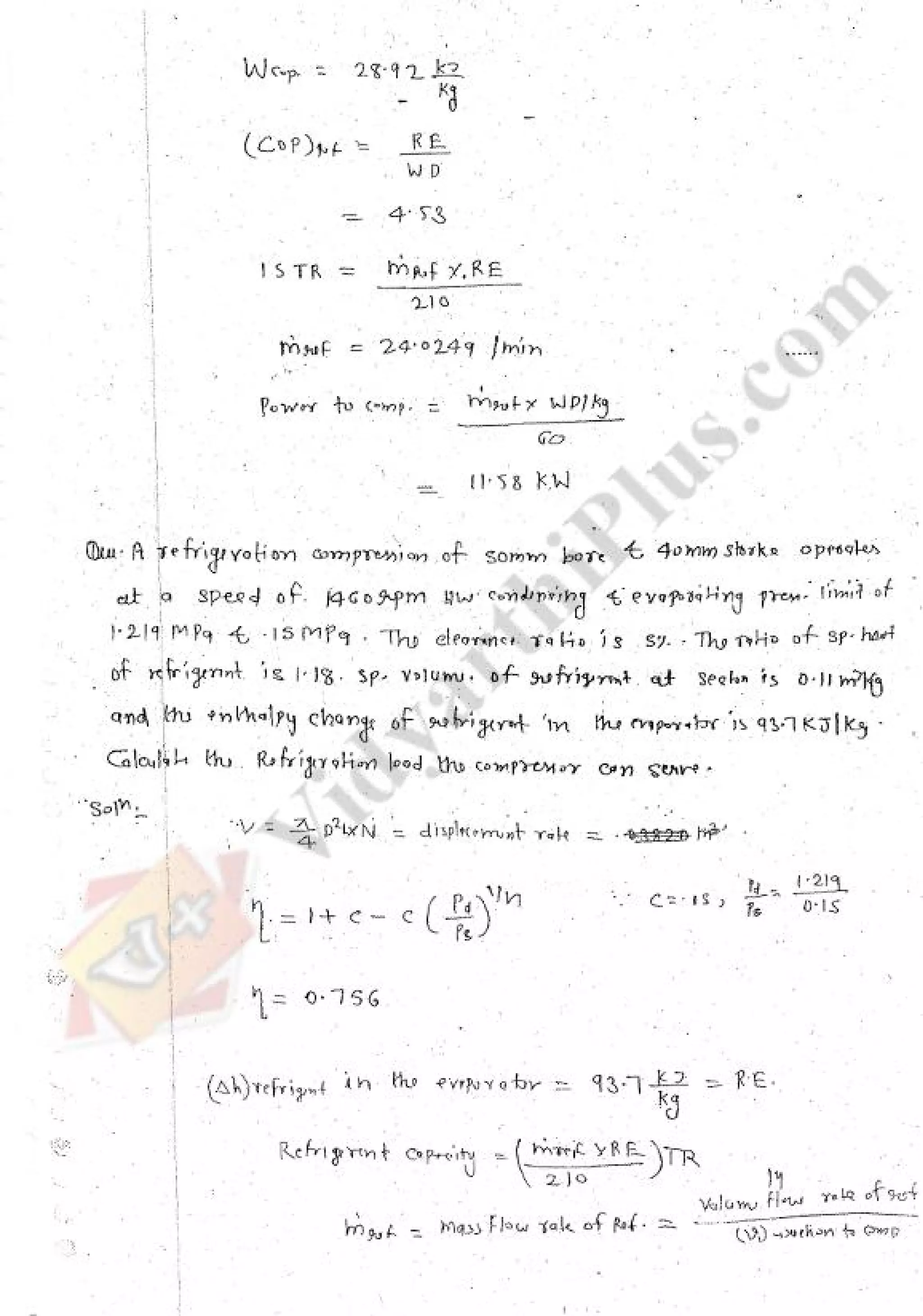 Refregeration & Air Conditioning 1 (RAC) Mechanical Engineering Handwritten classes Notes (Study Materials) for IES PSUs GATE