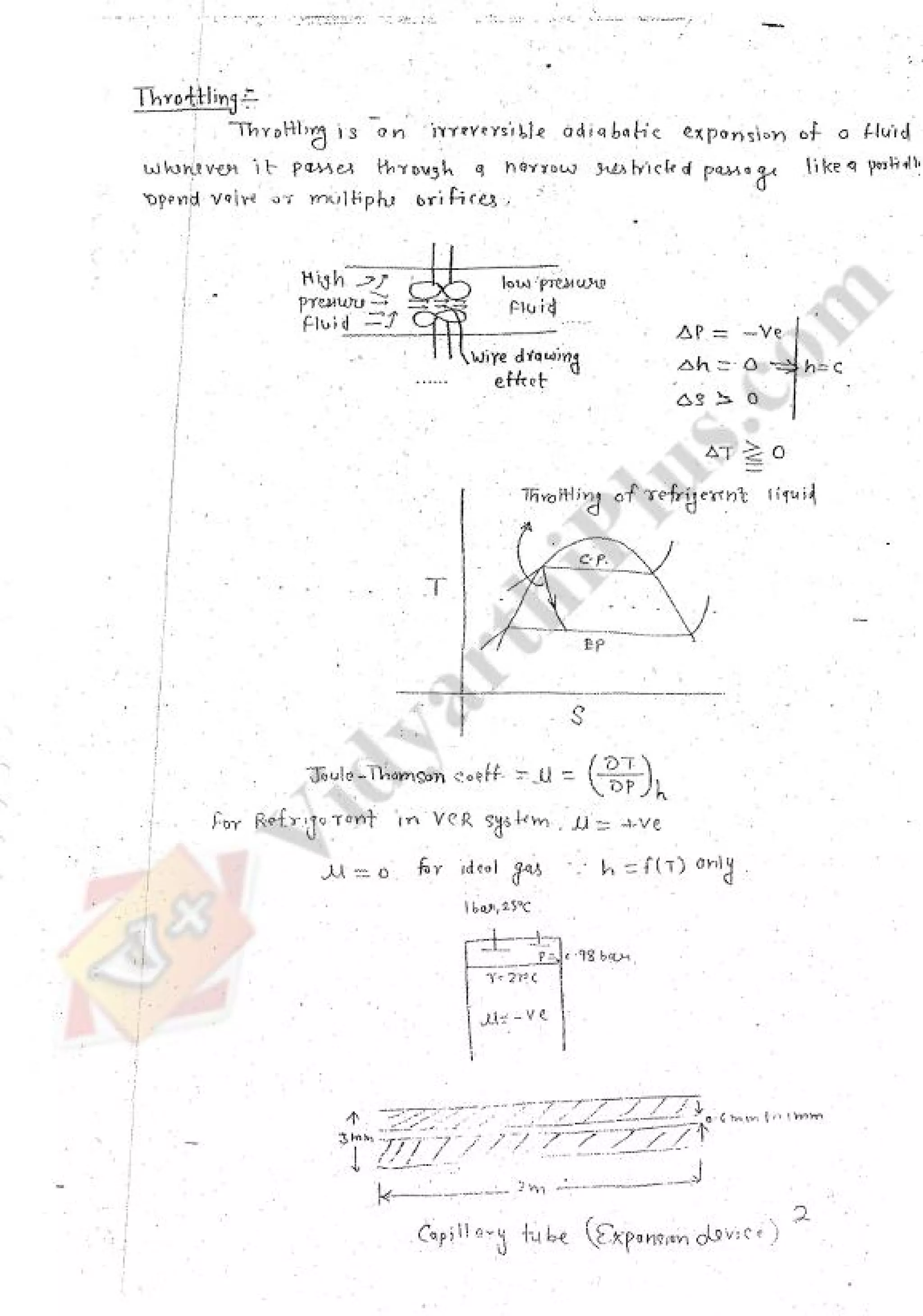 Refregeration & Air Conditioning 1 (RAC) Mechanical Engineering Handwritten classes Notes (Study Materials) for IES PSUs GATE