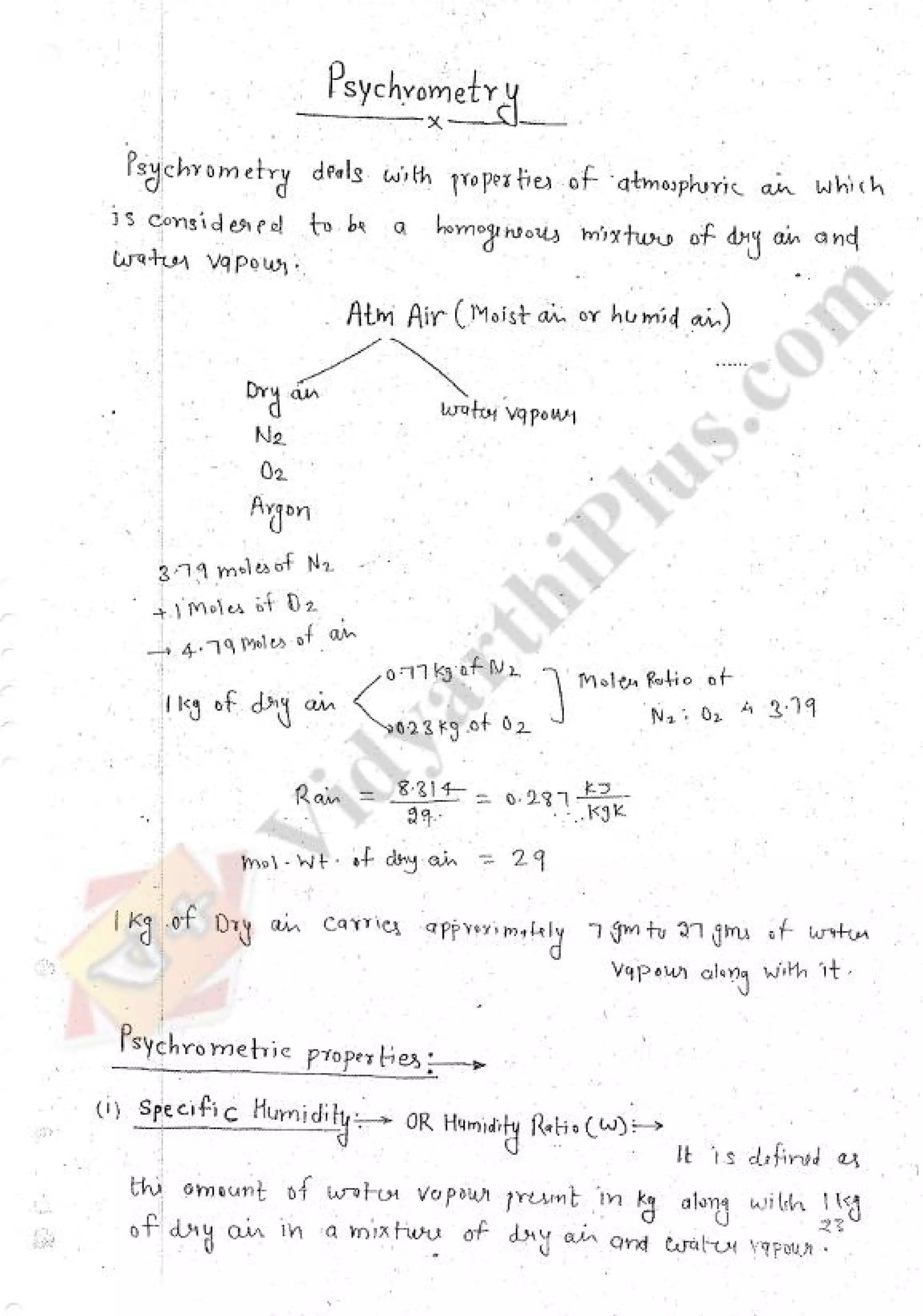 Refregeration & Air Conditioning 1 (RAC) Mechanical Engineering Handwritten classes Notes (Study Materials) for IES PSUs GATE