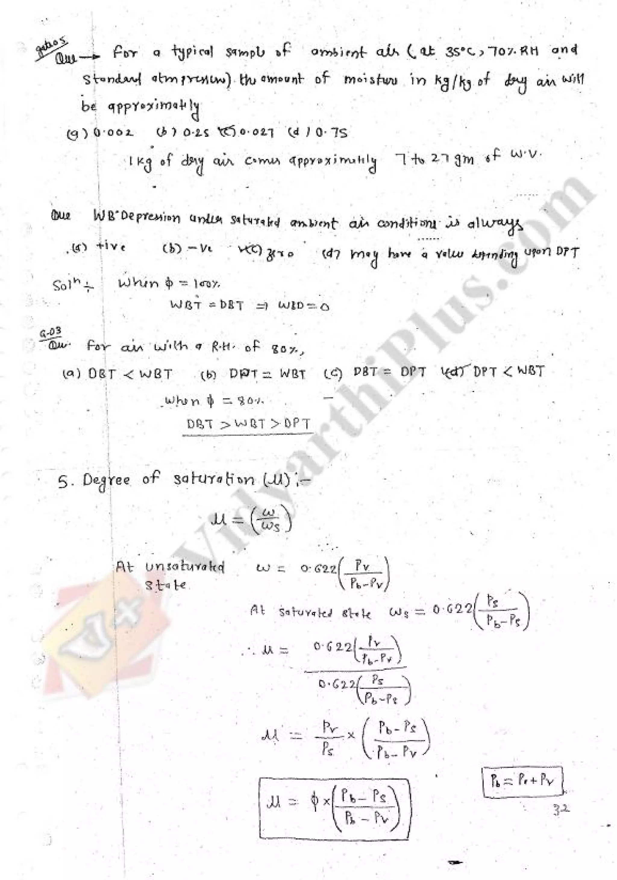 Refregeration & Air Conditioning 1 (RAC) Mechanical Engineering Handwritten classes Notes (Study Materials) for IES PSUs GATE