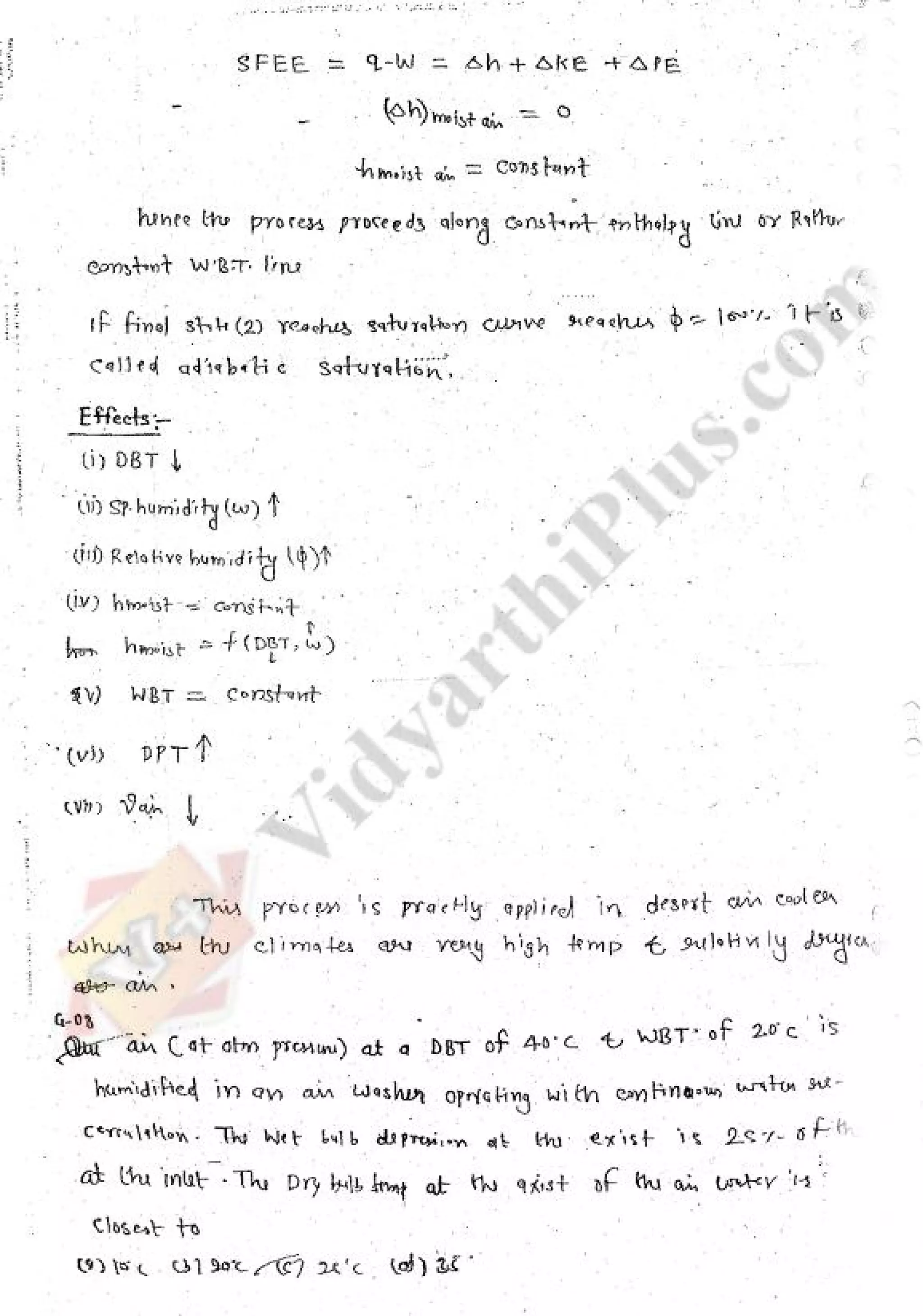 Refregeration & Air Conditioning 1 (RAC) Mechanical Engineering Handwritten classes Notes (Study Materials) for IES PSUs GATE