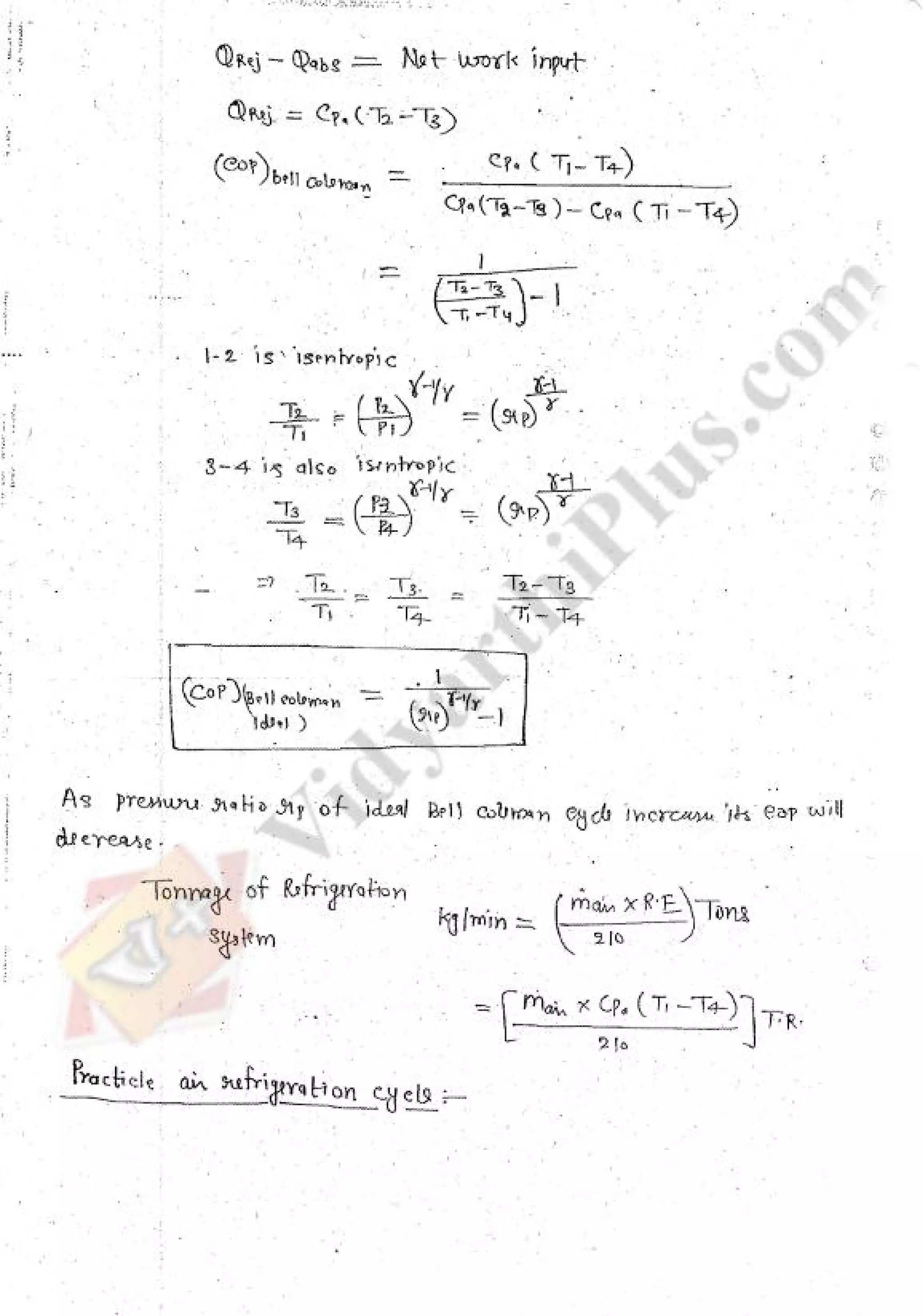 Refregeration & Air Conditioning 1 (RAC) Mechanical Engineering Handwritten classes Notes (Study Materials) for IES PSUs GATE