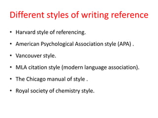 Reference and its types. | PPTX