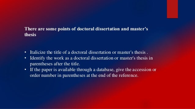 Doctoral dissertation help apa style