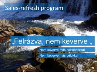 Sales-refresh program  „ Felrázva, nem keverve „ Nem keverve más célcsoporttal Nem keverve más célokkal 