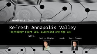Refresh Annapolis Valley
Technology Start-Ups, Licensing and the Law
presents
With…
Martin Glogier -and- Marc Comeau
 