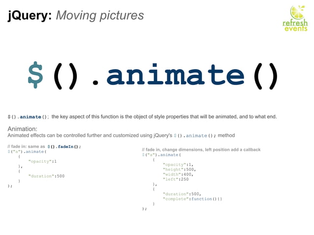 jQuery: Moving pictures $ ().