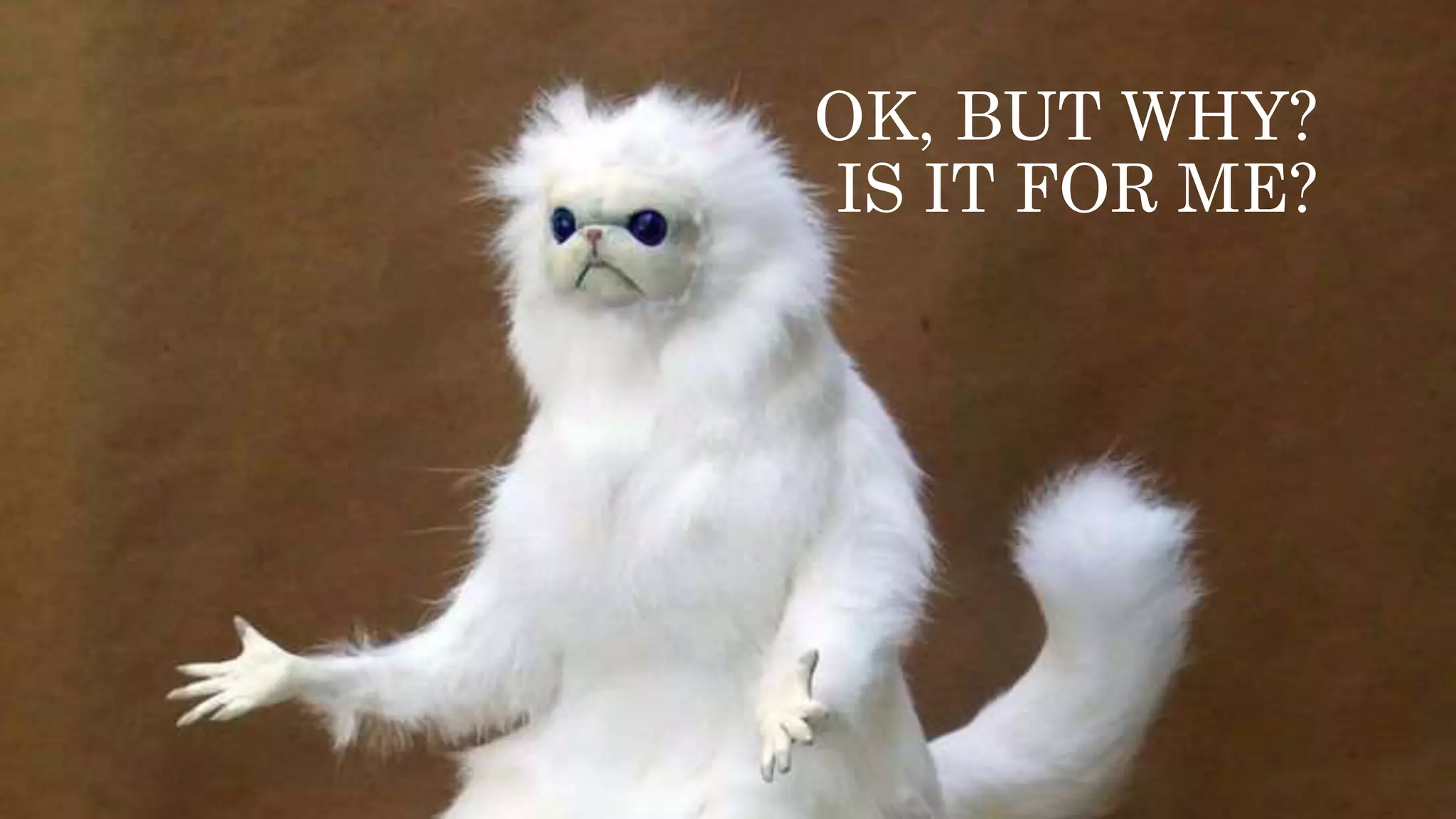 OK, BUT WHY?
IS IT FOR ME?
 