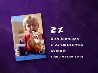 2%
D os m e ninos
e ad ole s ce nte s
com e m
s au d ave lm e nte
 