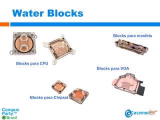 Water Blocks
Blocks para mosfets

Blocks para CPU
Blocks para VGA

Blocks para Chipset

 