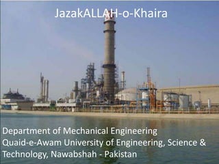 JazakALLAH-o-KhairaDepartment of Mechanical EngineeringQuaid-e-Awam University of Engineering, Science & Technology, Nawabshah - Pakistan