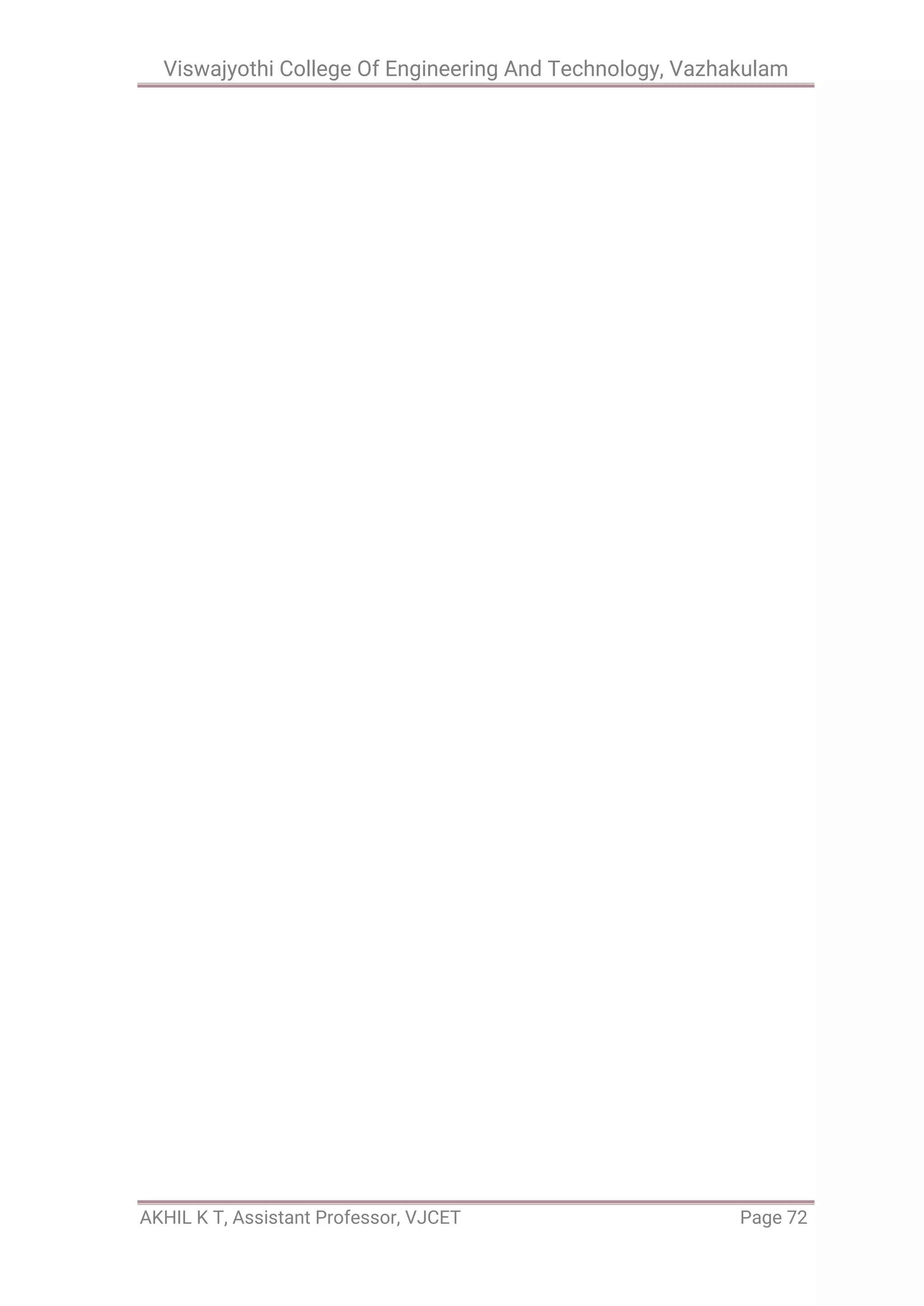 Viswajyothi College Of Engineering And Technology, Vazhakulam
AKHIL K T, Assistant Professor, VJCET Page 72
 