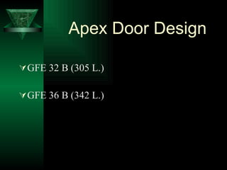 Apex Door Design GFE 32 B (305 L.) GFE 36 B (342 L.) 