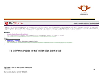 To view the articles in the folder click on the title 
